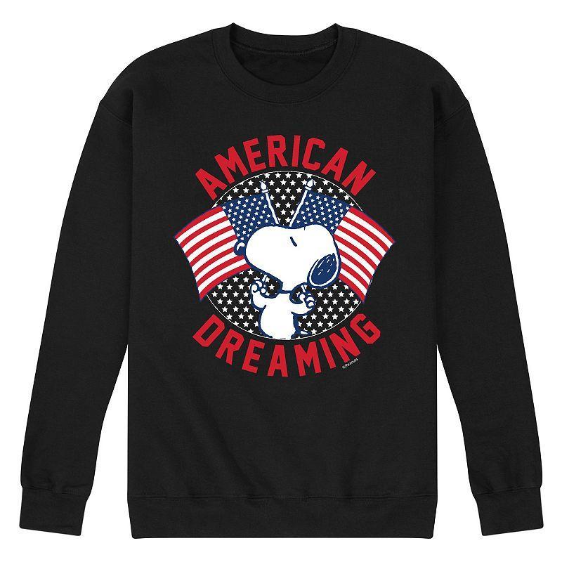 Mens Peanuts American Dreaming Fleece Sweatshirt Black Product Image