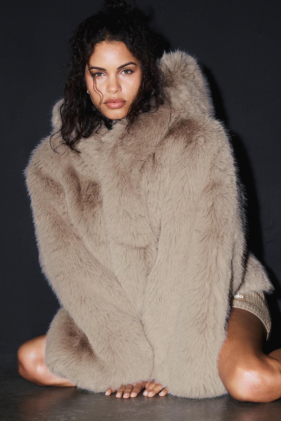 Opulent Faux Fur Statement Jacket - Oat Product Image