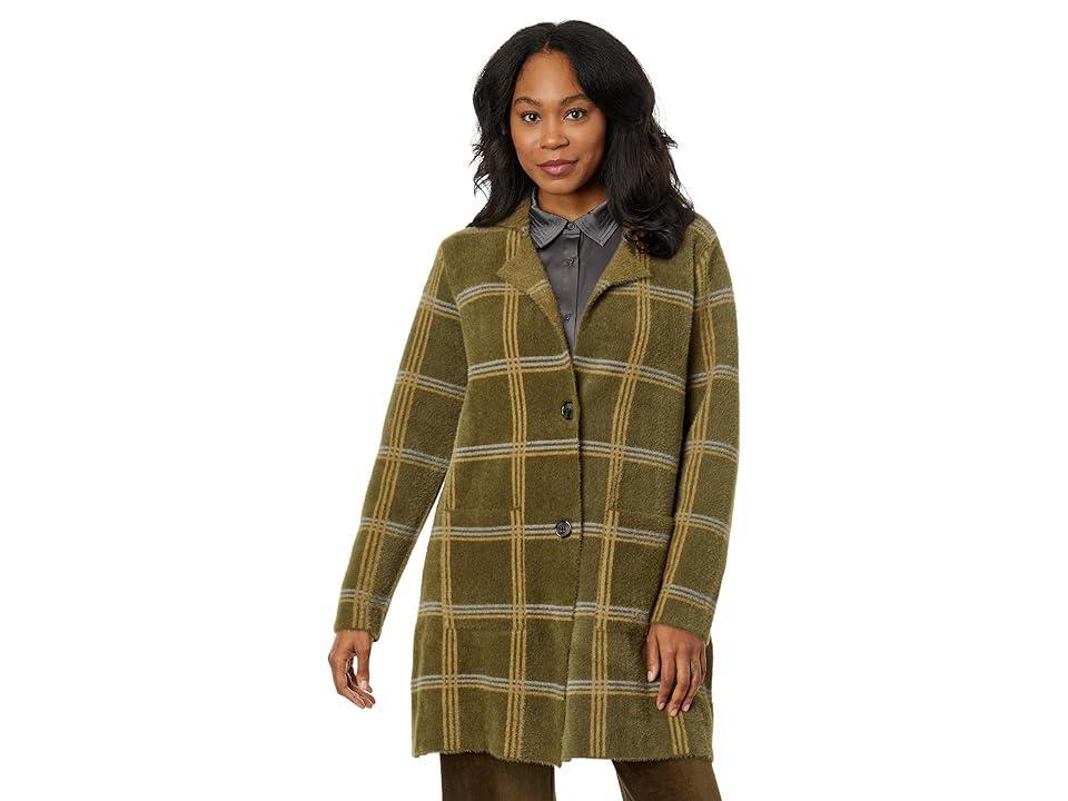 Lyss Windowpane Plaid Faux Fur Car Coat Product Image