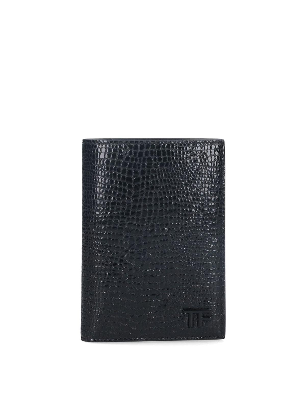 Crocodile Print Card Holder In Black Product Image