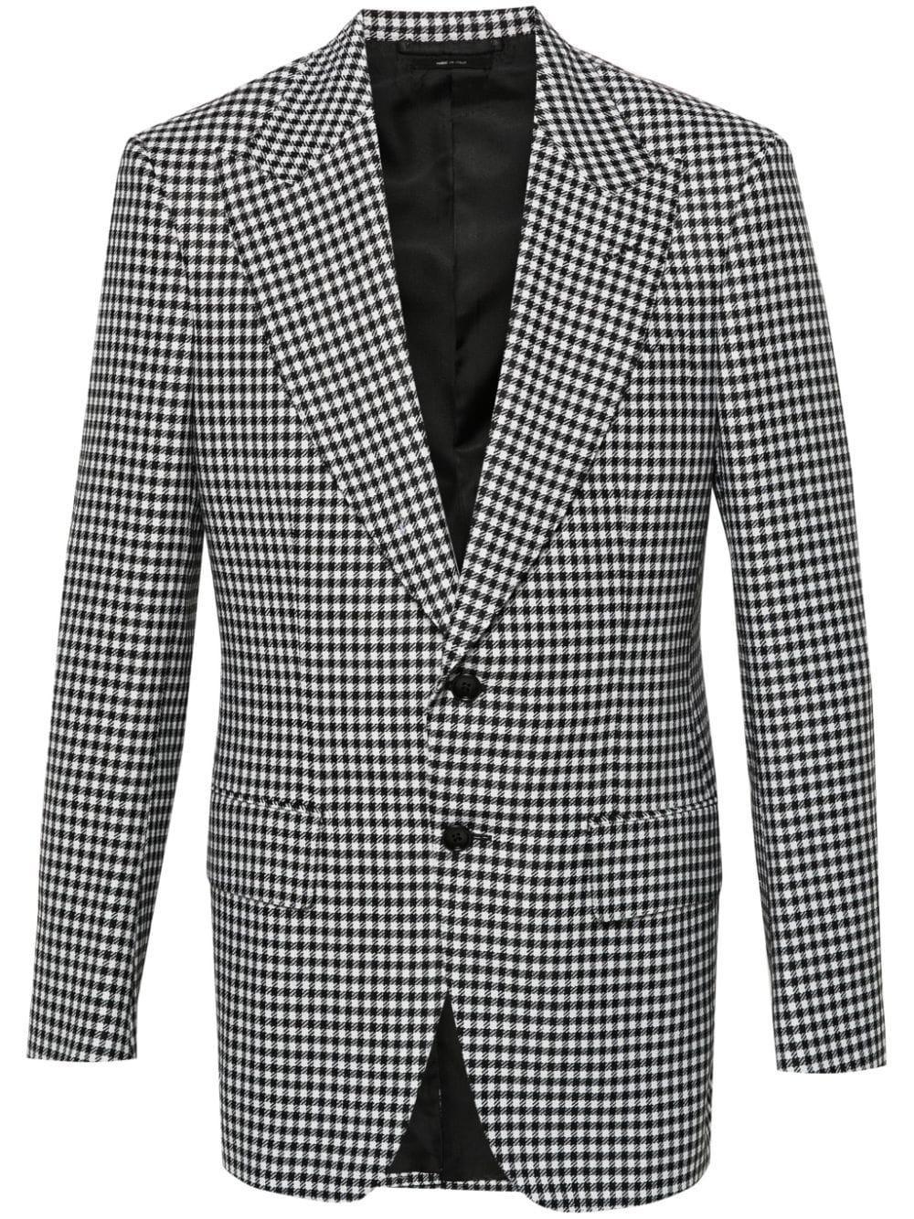 TOM FORD Single-breasted Houndstooth Blazer In Black & White Product Image