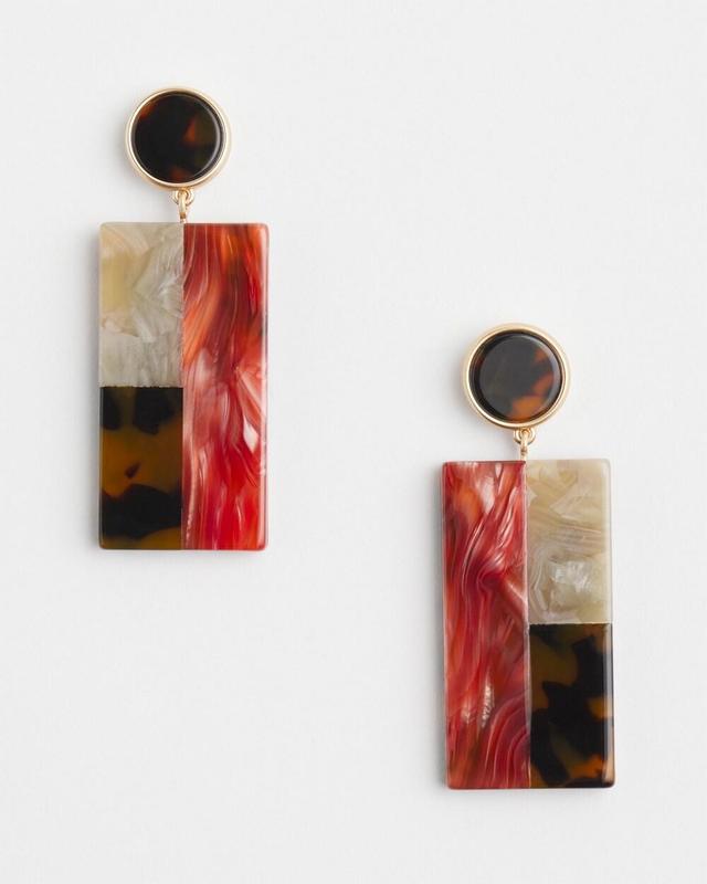 No Droop Orange Marble Resin Drop Earrings   Chico's - Coral Zinnia - Women Product Image