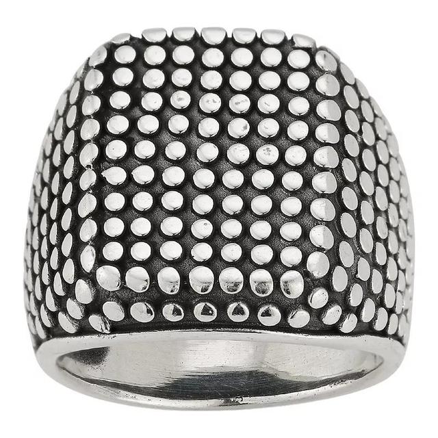 Menster Mens Sterling Silver Oxidized Square Dotted Signet Ring Product Image