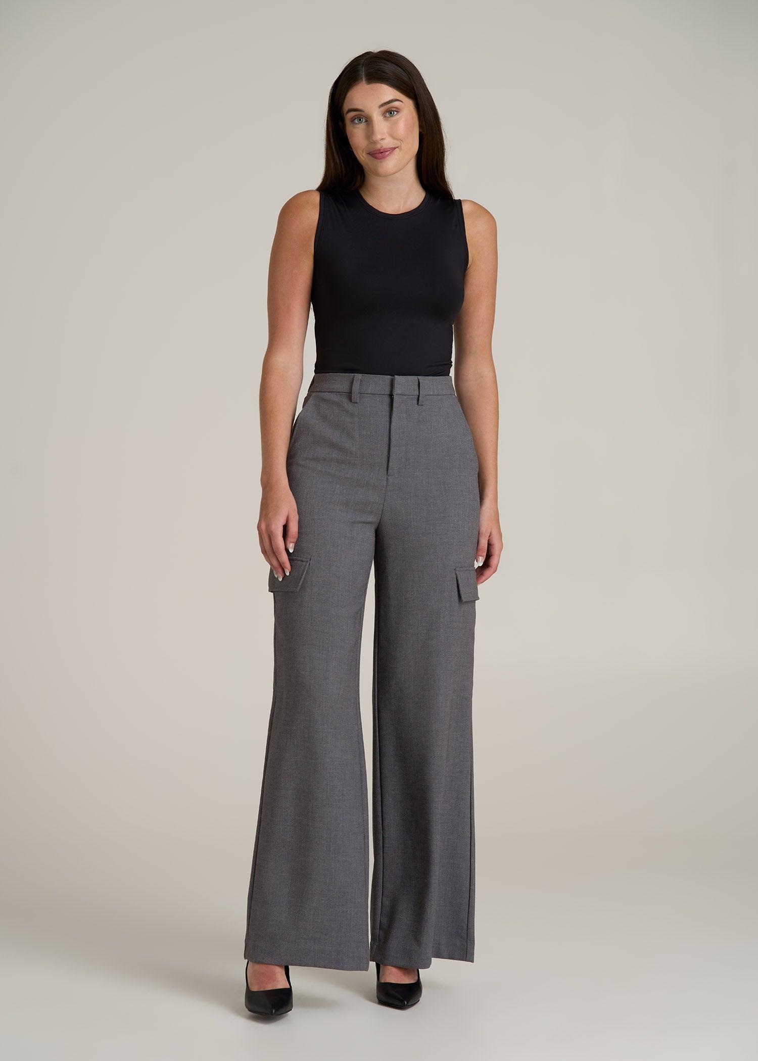 Cargo Wide Leg Dress Pant Women's in Graphic Charcoal Product Image