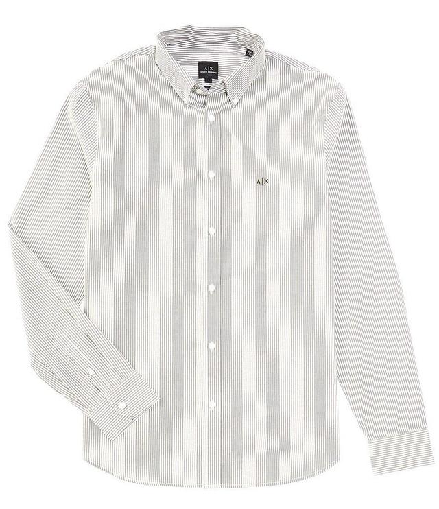 Armani Exchange Vertical Stripe Long Sleeve Woven Shirt Product Image