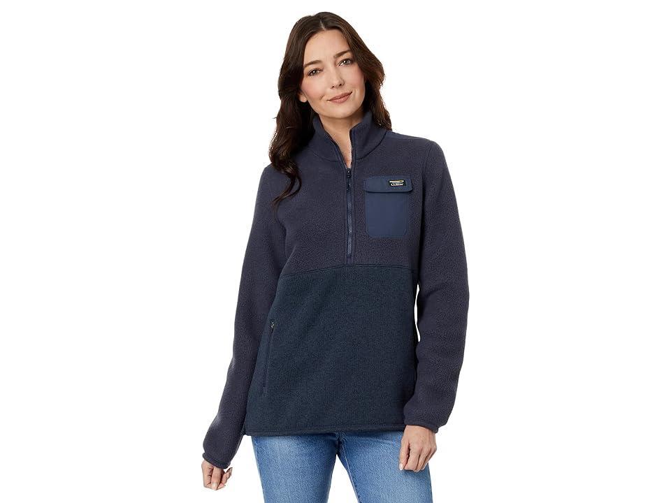 L.L.Bean Sweater Fleece Sherpa Hybrid Color-Block (Carbon ) Women's Clothing Product Image