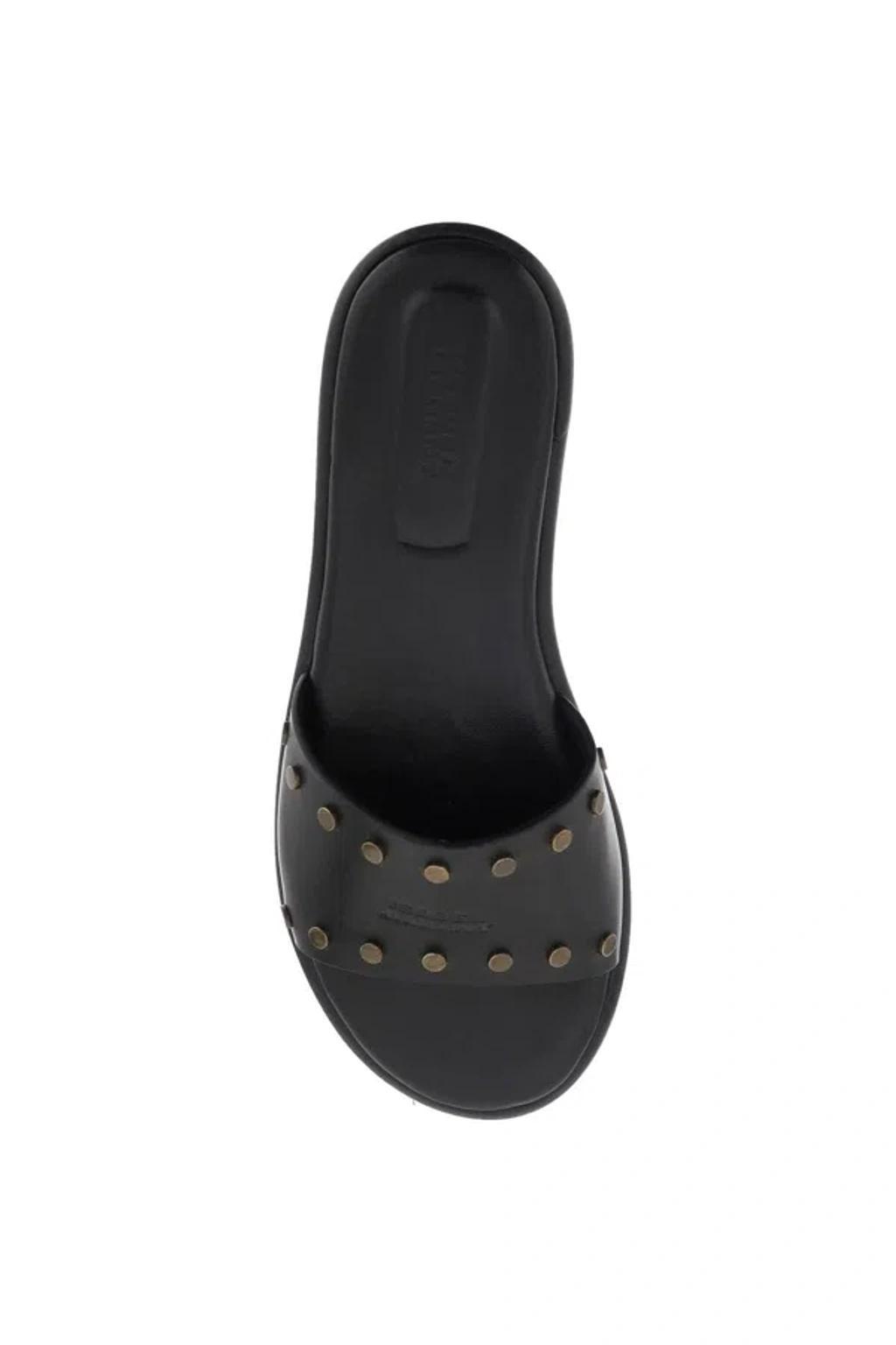 ISABEL MARANT Vikee Stud-embellished Slides In Black Product Image