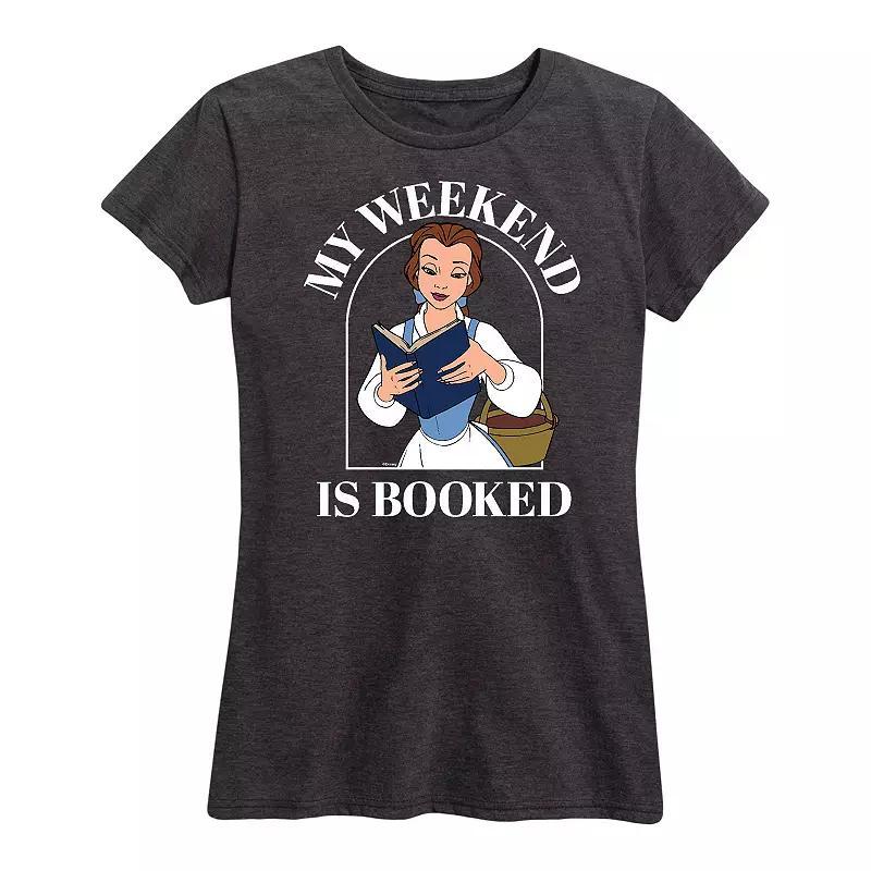 Disney Princess Belle Womens Weekend Graphic Tee, Girls Grey Royal Blue Product Image