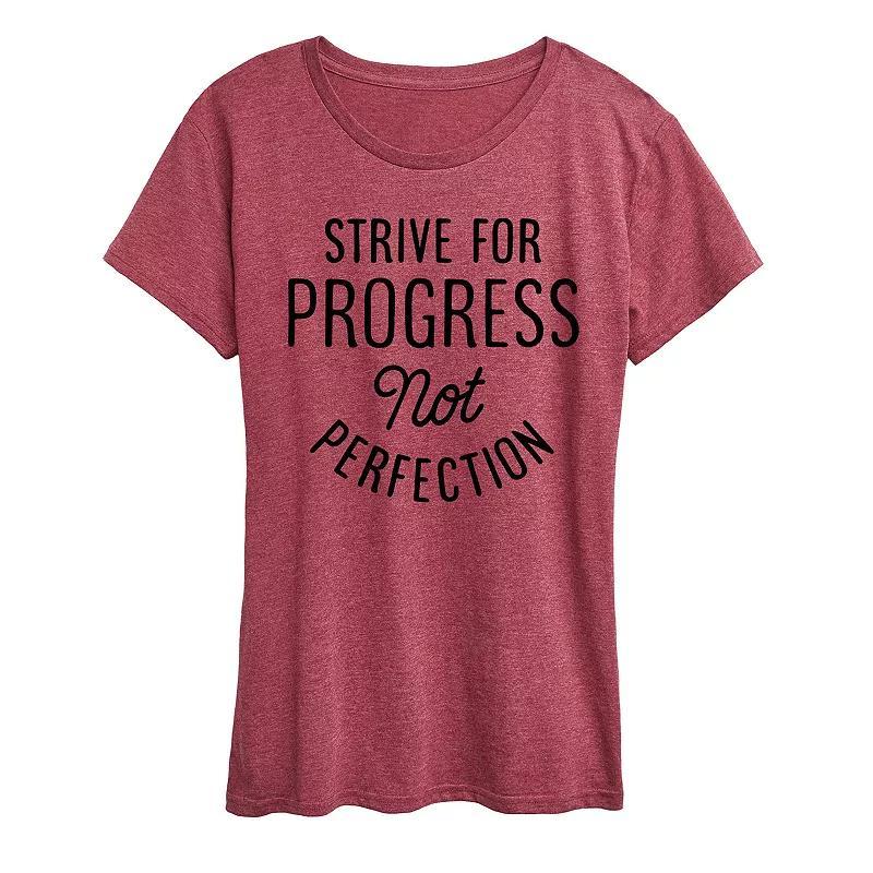 Womens Strive For Progress Graphic Tee Grey Dark Red Product Image