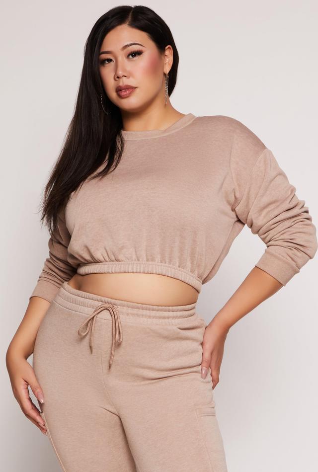 Womens Plus Size Fleece Cropped Sweatshirt Product Image