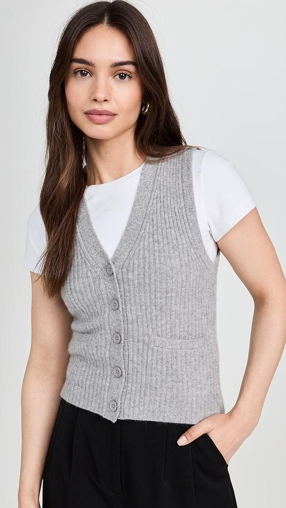 White + Warren Cashmere Ribbed Button Vest | Shopbop product image