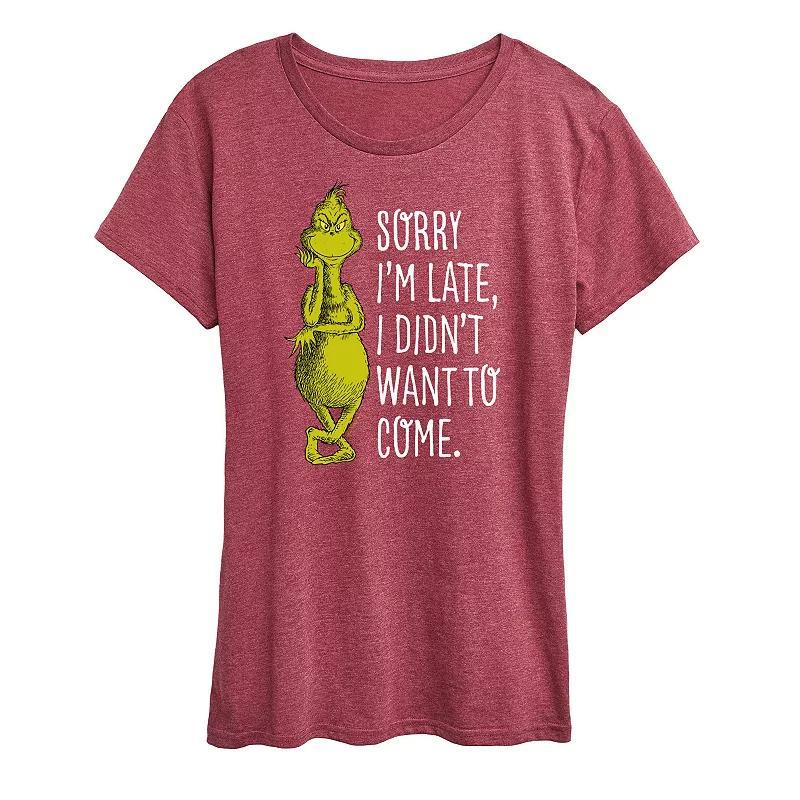 Womens Dr. Seuss The Grinch Sorry Im Late Graphic Tee, Girls Product Image