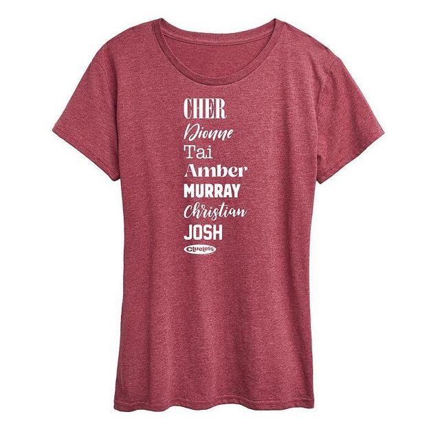 Womens Clueless Name Stack Graphic Tee, Girls Product Image