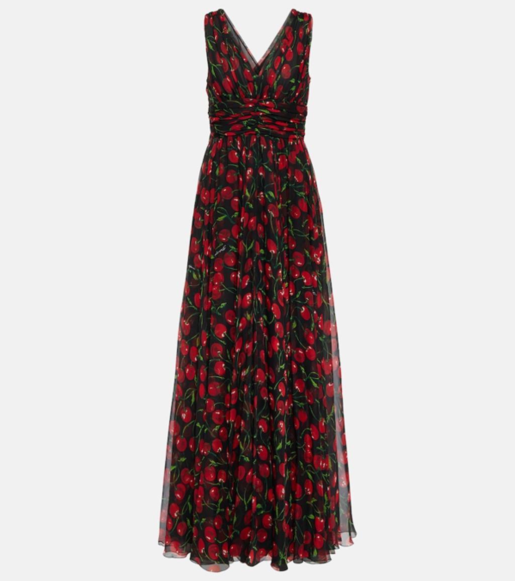 DOLCE & GABBANA Printed Silk Gown In Multicolor Product Image