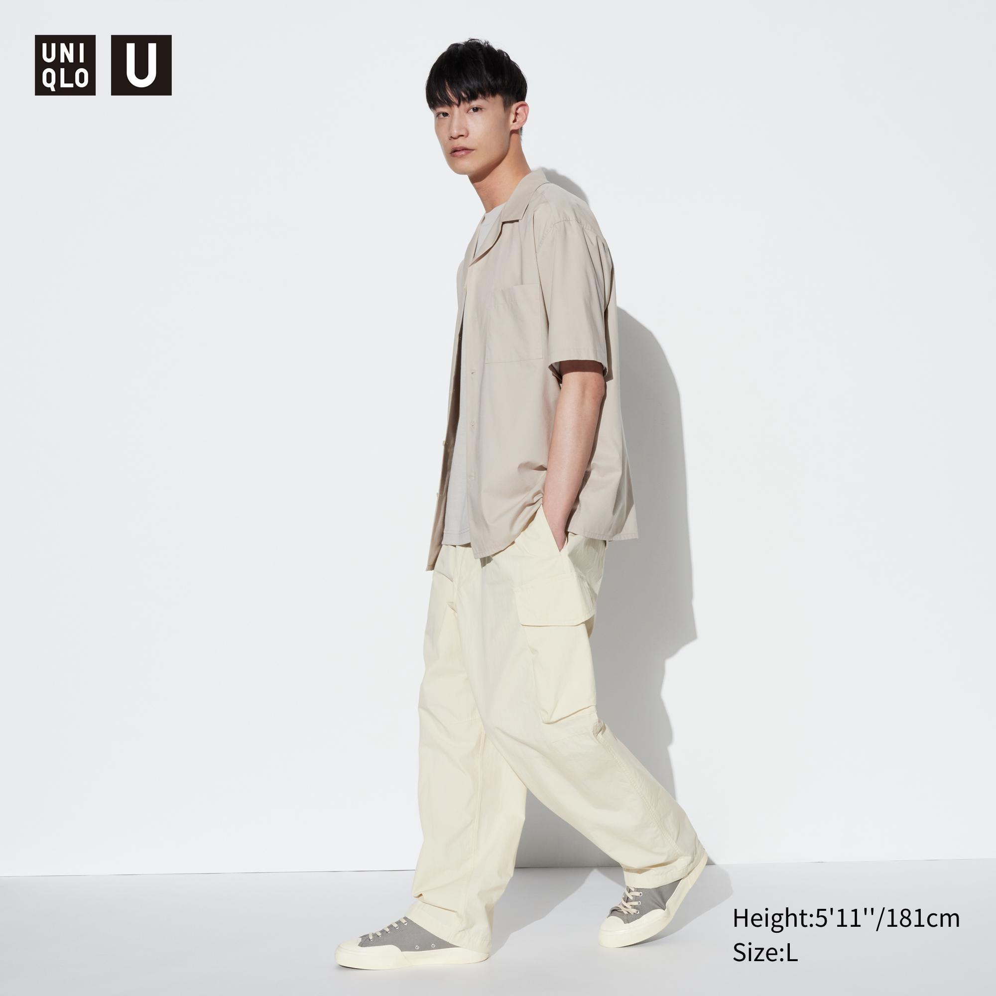 Mens Wide-Fit Parachute Cargo Pants Natural Large UNIQLO US Product Image