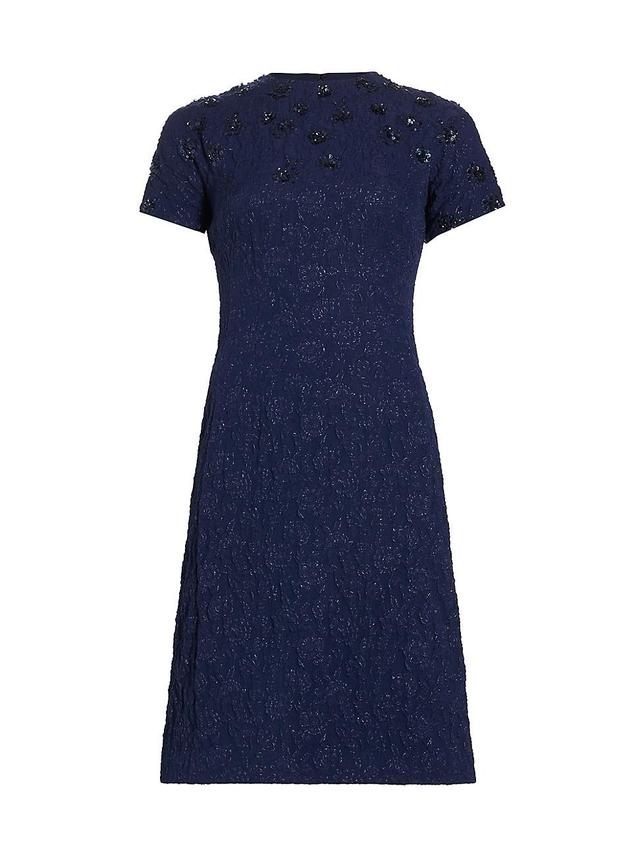 Womens Beaded Metallic Jacquard Cocktail Dress Product Image