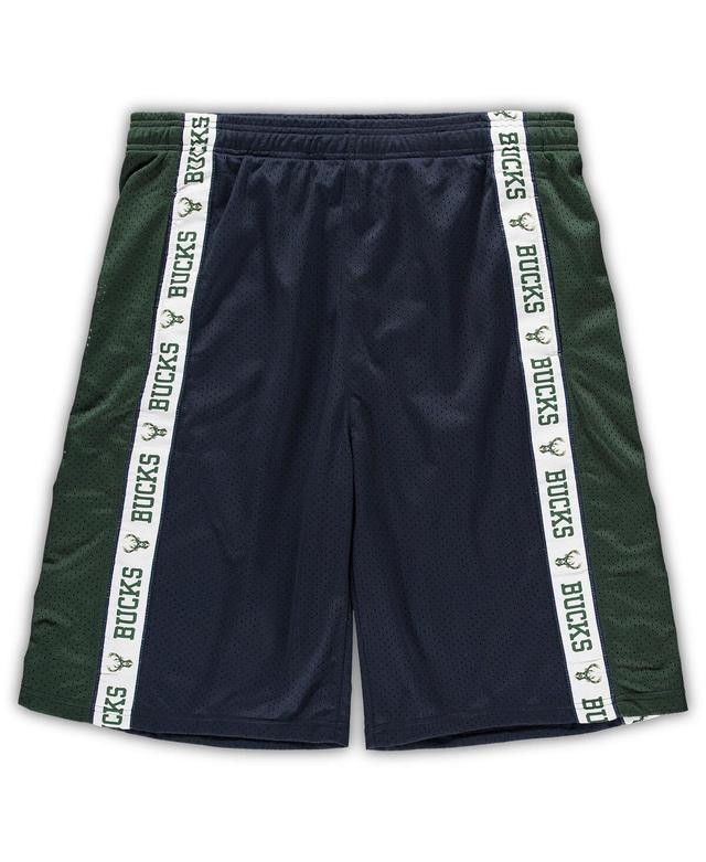 Mens Fanatics Navy and Hunter Green Milwaukee Bucks Big and Tall Tape Mesh Shorts - Navy Product Image