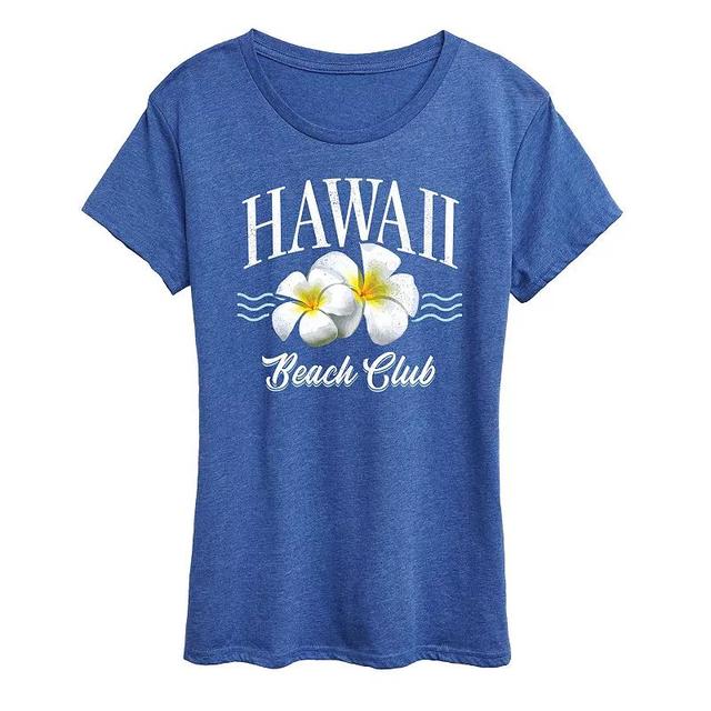 Womens Hawaii Beach Club Graphic Tee Grey Royal Blue Product Image