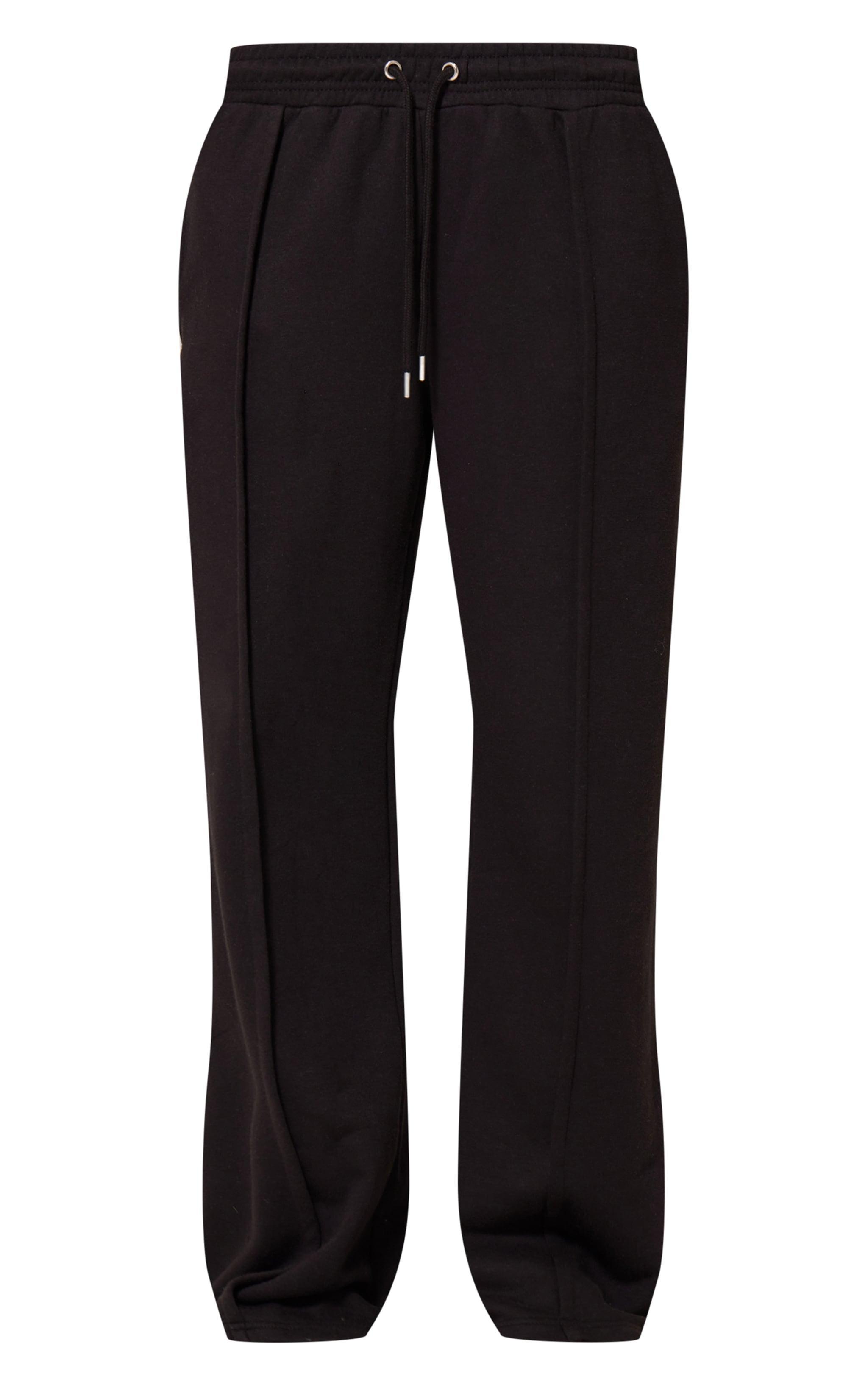 Black Seam Detail Wide Leg Sweatpants Product Image