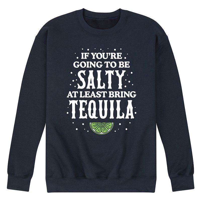 Mens Be Salty Bring Tequila Fleece Sweatshirt Blue Product Image