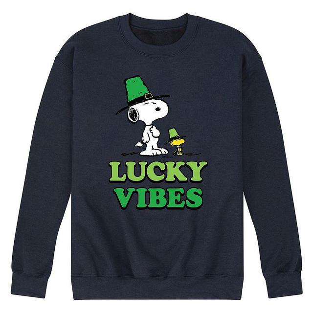 Mens Peanuts Lucky Vibes Fleece Sweatshirt Med Grey Product Image