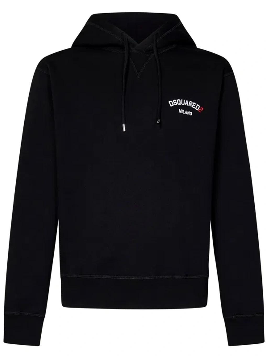 DSQUARED2 Logo Printed Drawstring Hoodie In Black Product Image