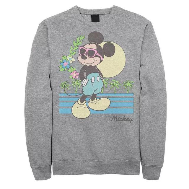 Disneys Mickey & Friends Big & Tall Mickey Retro Beach Fleece Sweatshirt, Mens Athletic Grey Product Image