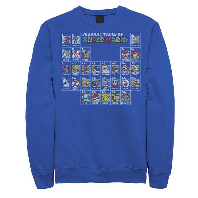 Mens Nintendo Nintendo Super Mario Periodic Table Of Character Panel Grid Graphic Fleece Pullover Med Blue Product Image