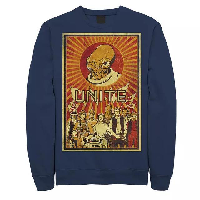 Mens Star Wars Rebel Unite Propaganda Fleece Crewneck Sweatshirt Blue Product Image