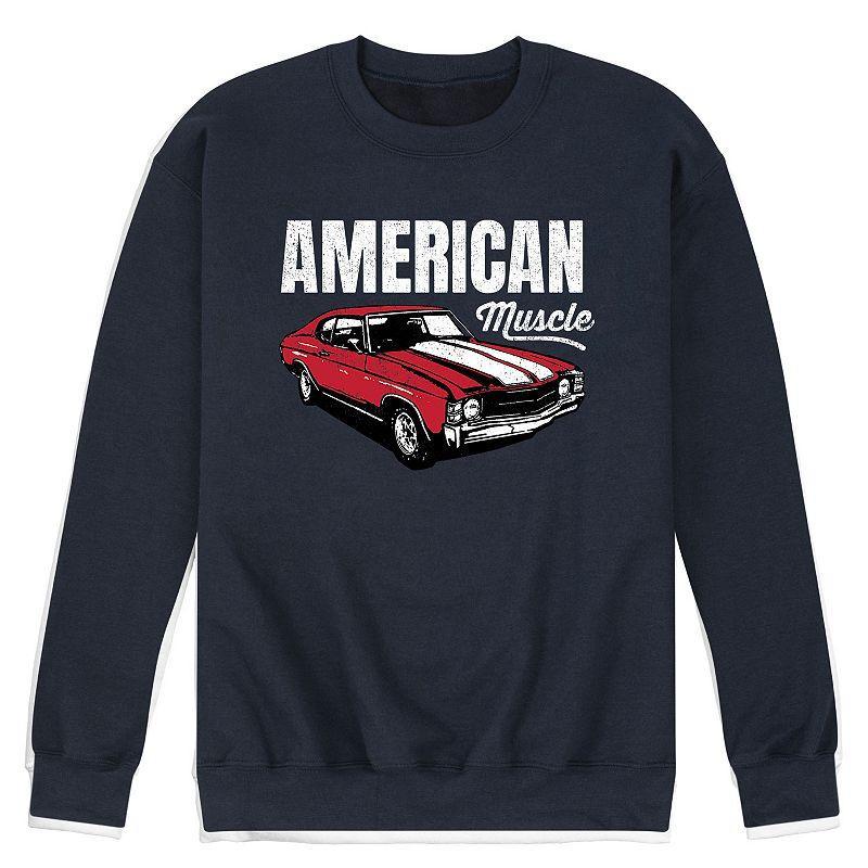 Mens American Muscle Graphic Fleece Sweatshirt Blue Product Image