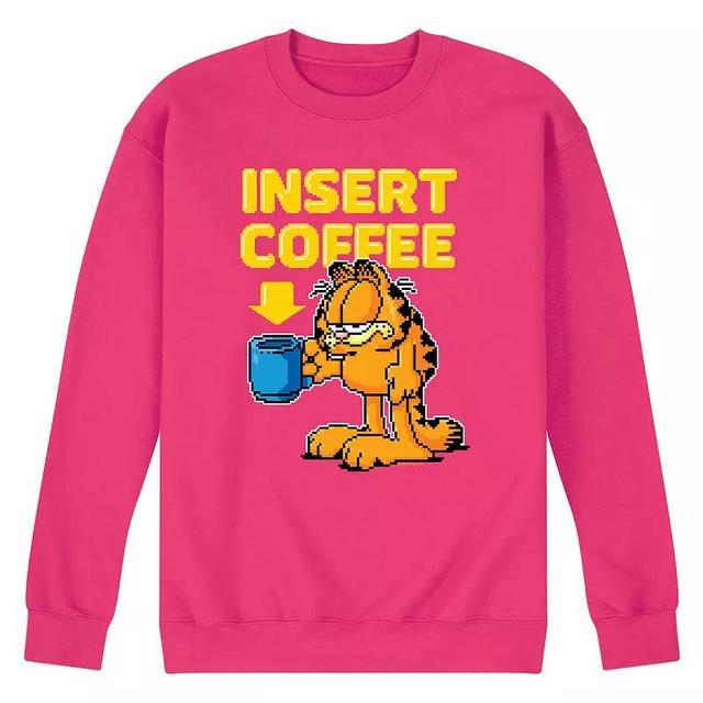 Mens Garfield Coffee Fleece Sweatshirt Pink Product Image