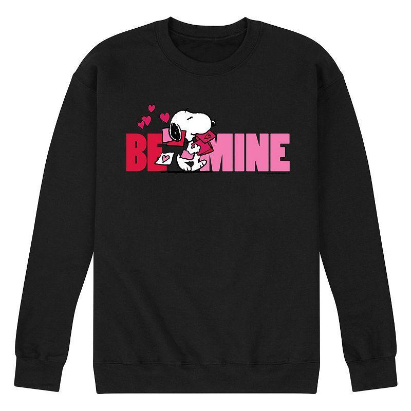 Mens Peanuts Be Mine Fleece Sweatshirt Grey Product Image