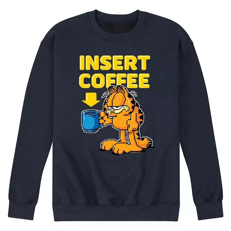 Mens Garfield Coffee Fleece Sweatshirt Blue Product Image