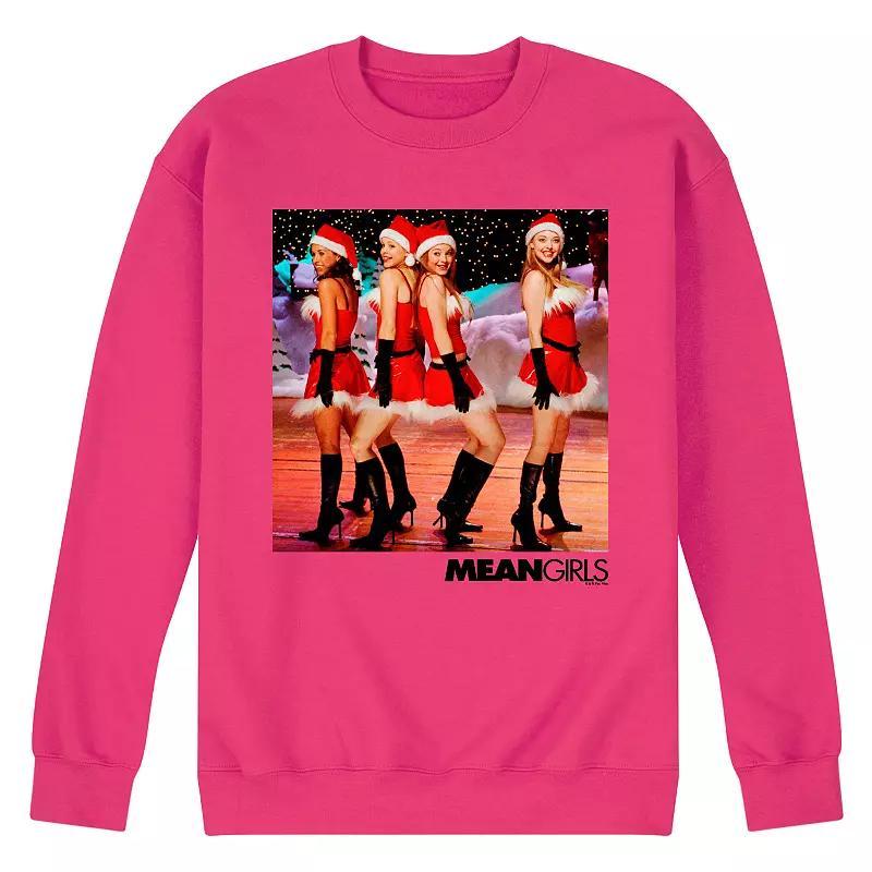 Mens Mean Girls Santa Fleece Sweatshirt Pink Product Image