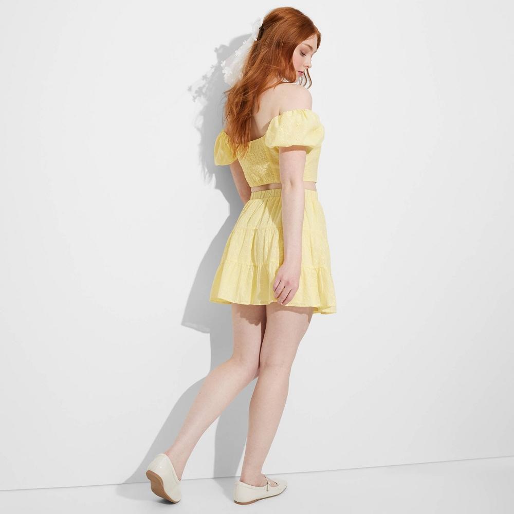 Womens Tiered Eyelet Mini Skirt - Wild Fable Yellow M Product Image