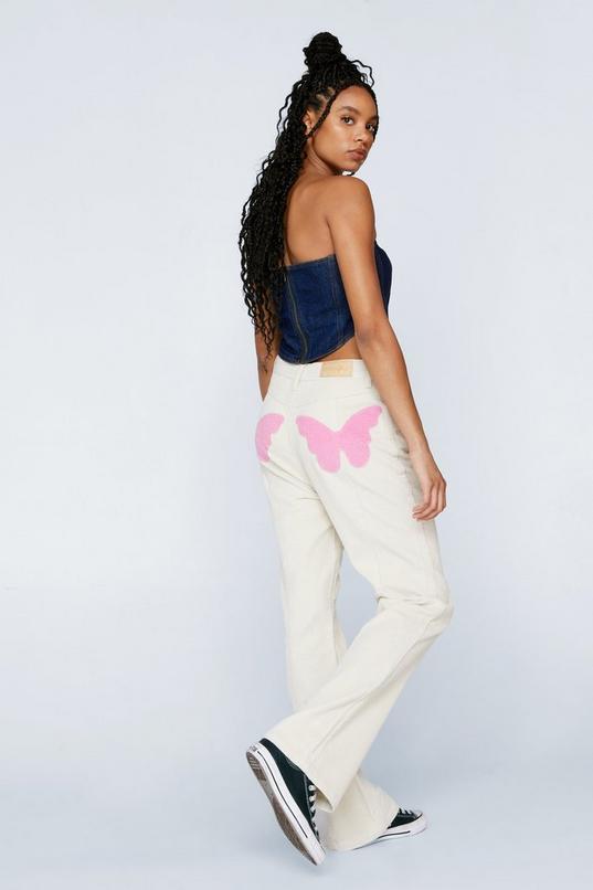 Corduroy High Waisted Flared Butterfly Pants Product Image