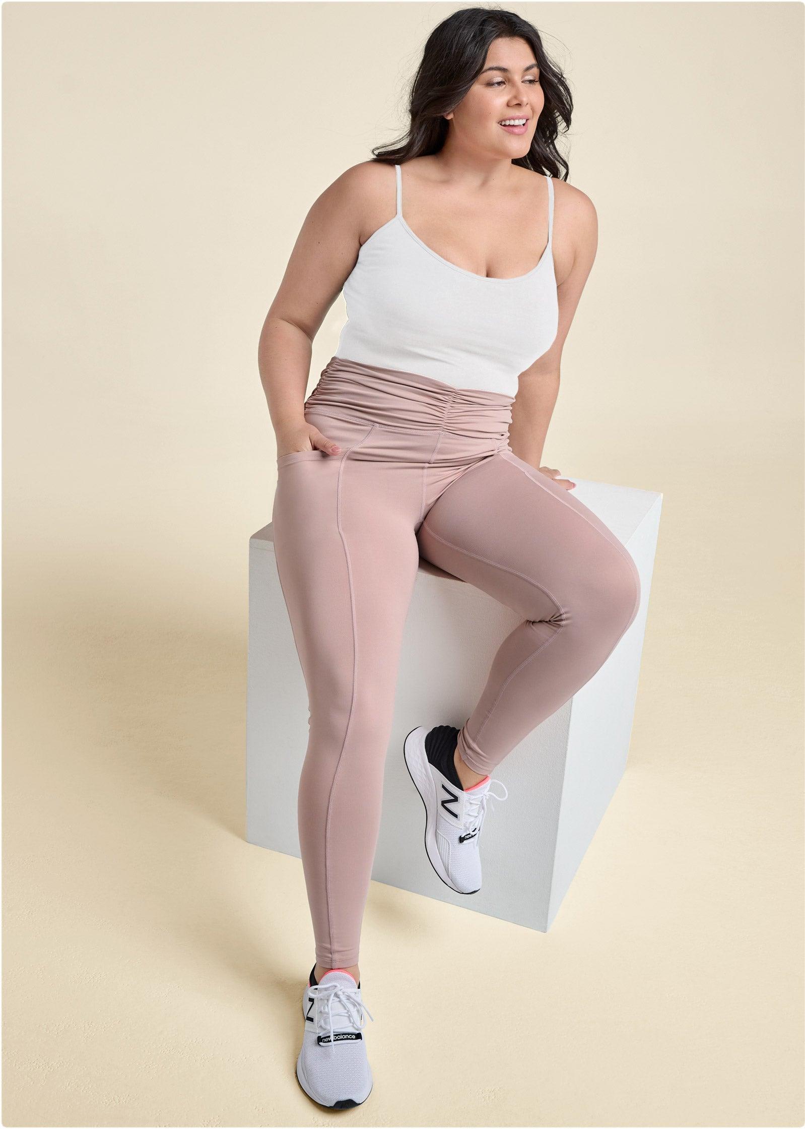 Ruched Waist Leggings - Tan Product Image