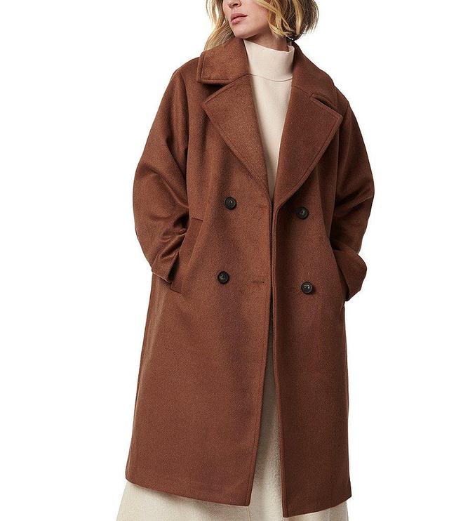 Bernardo Wool Blend Notch Lapel Collar Long Sleeve Double Breasted Coat Product Image