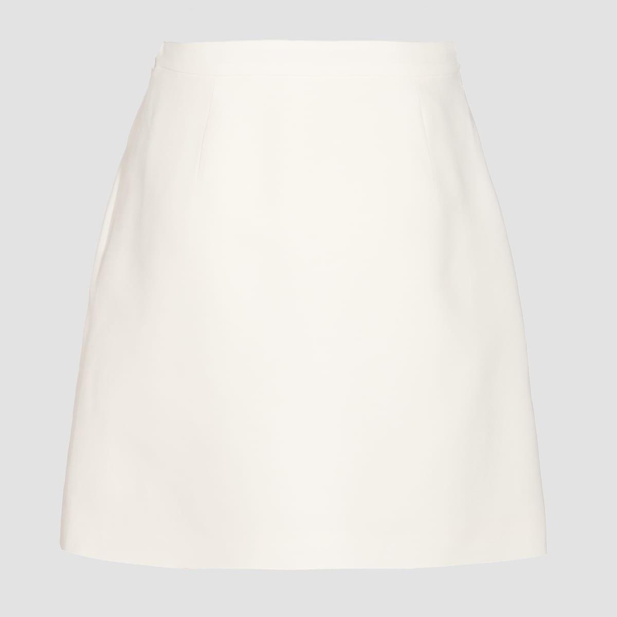 VALENTINO White Wool Skirt In Ivory Product Image