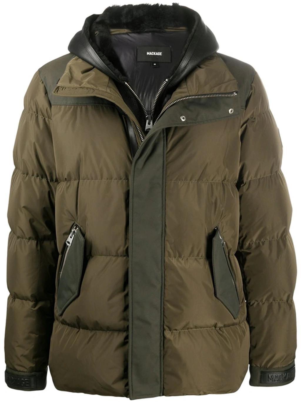 Hooded Padded Jacket In Green Product Image