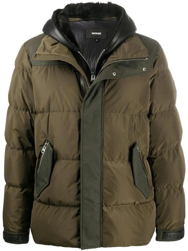 Hooded Padded Jacket In Green Product Image