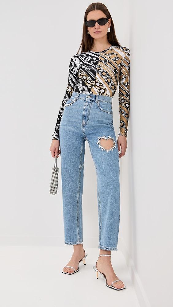 AREA Crystal Heart Jeans | Shopbop Product Image