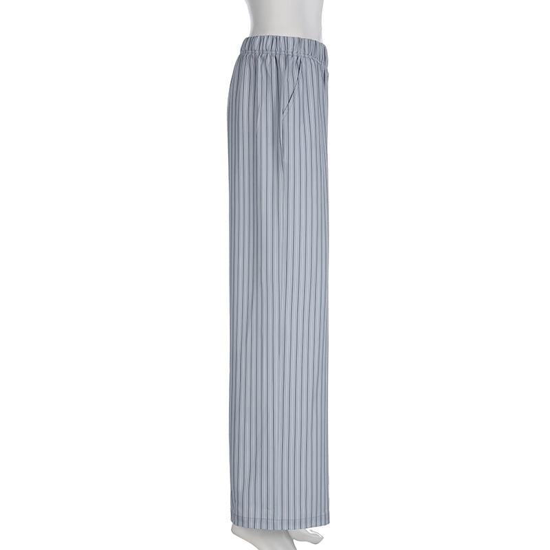 Elastic Waist Striped Wide Leg Pants Product Image