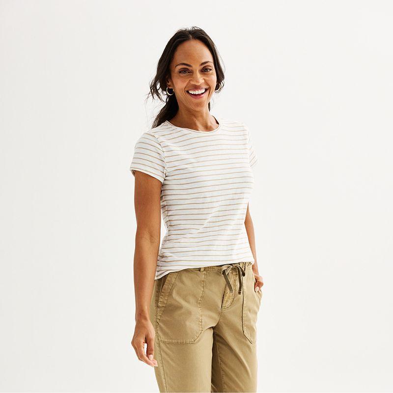 Womens Sonoma Goods For Life Short-Sleeve Crew Tee Ivory Stripe Product Image