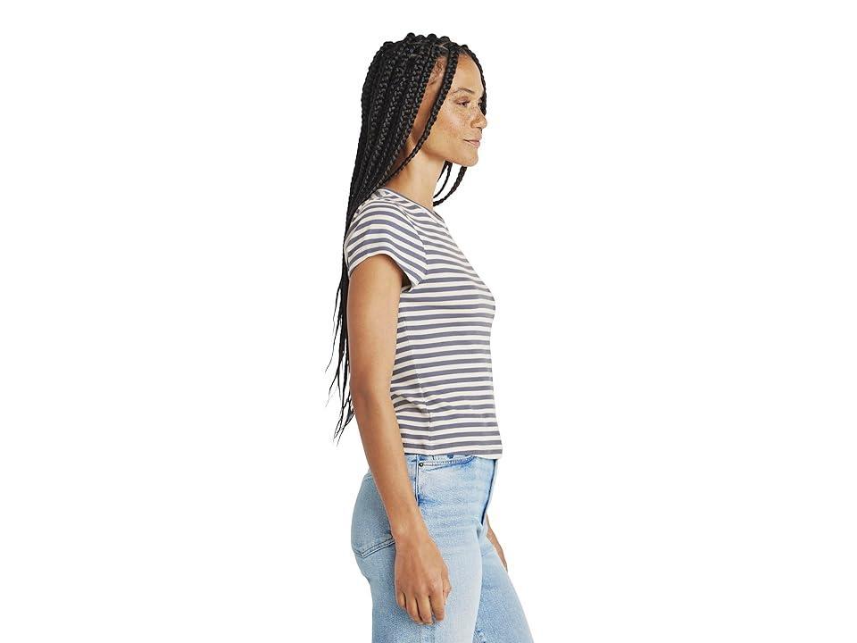 Splendid Benson Striped Short Sleeve Crew Tee (Ash Navy/Moonstone) Women's Clothing Product Image