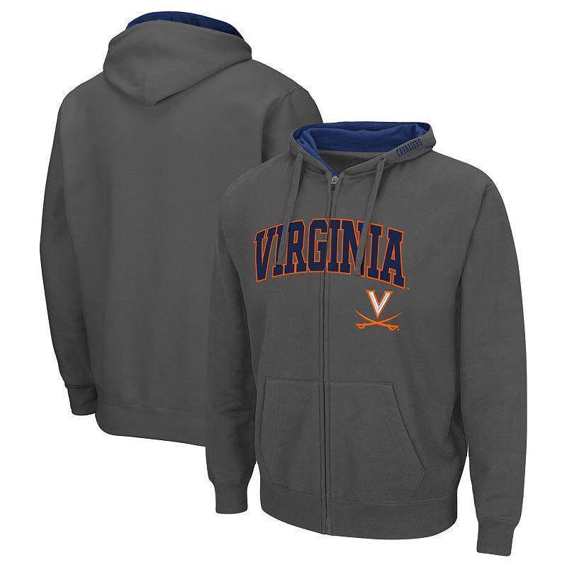 Mens Colosseum Charcoal Virginia Cavaliers Arch & Logo 3.0 Full-Zip Hoodie Product Image