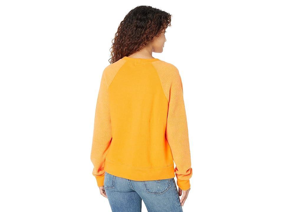 MONROW Reverse Mix Teddy Fleece Sweatshirt w/ Side Zipper (Mango) Women's Clothing Product Image