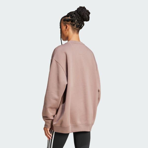 Essentials Fleece Long Oversized Crew Sweatshirt Product Image