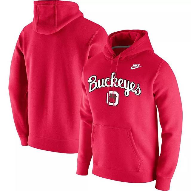 Mens Nike Scarlet Ohio State Buckeyes Script Vintage School Logo Pullover Hoodie Product Image