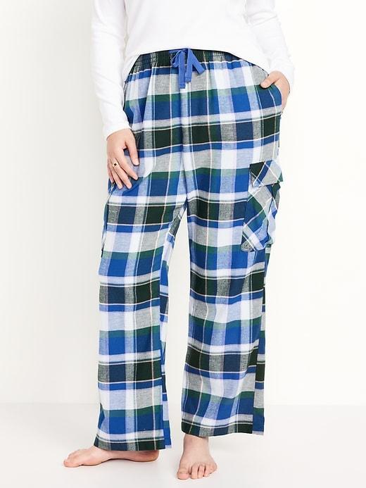 High-Waisted Flannel Cargo Pants Product Image